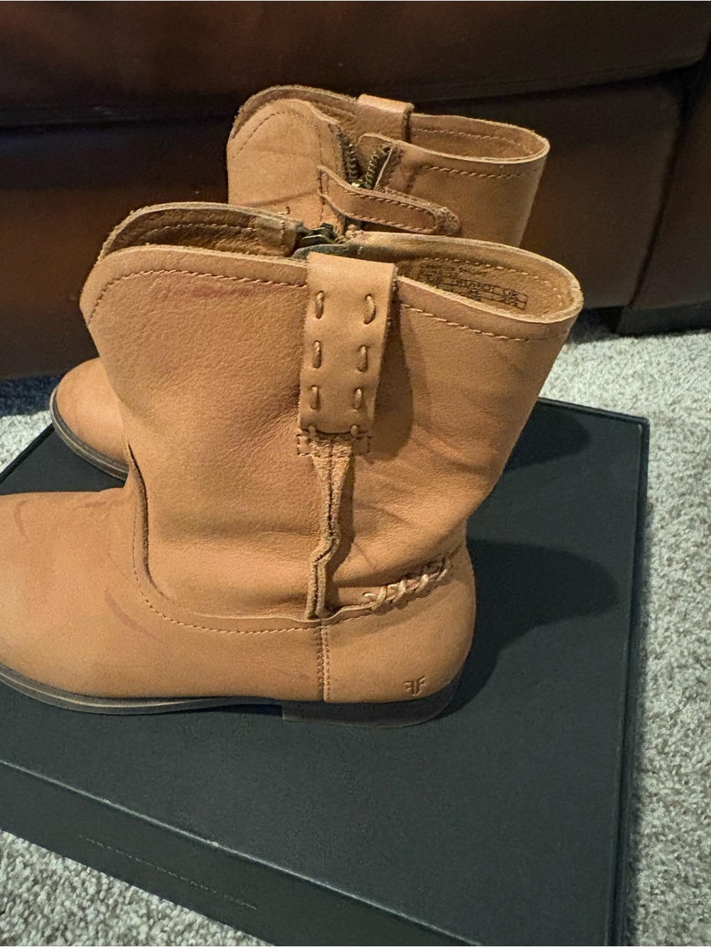 Frye Kids Chestnut Leather Ankle Boots - Picture 2 of 5